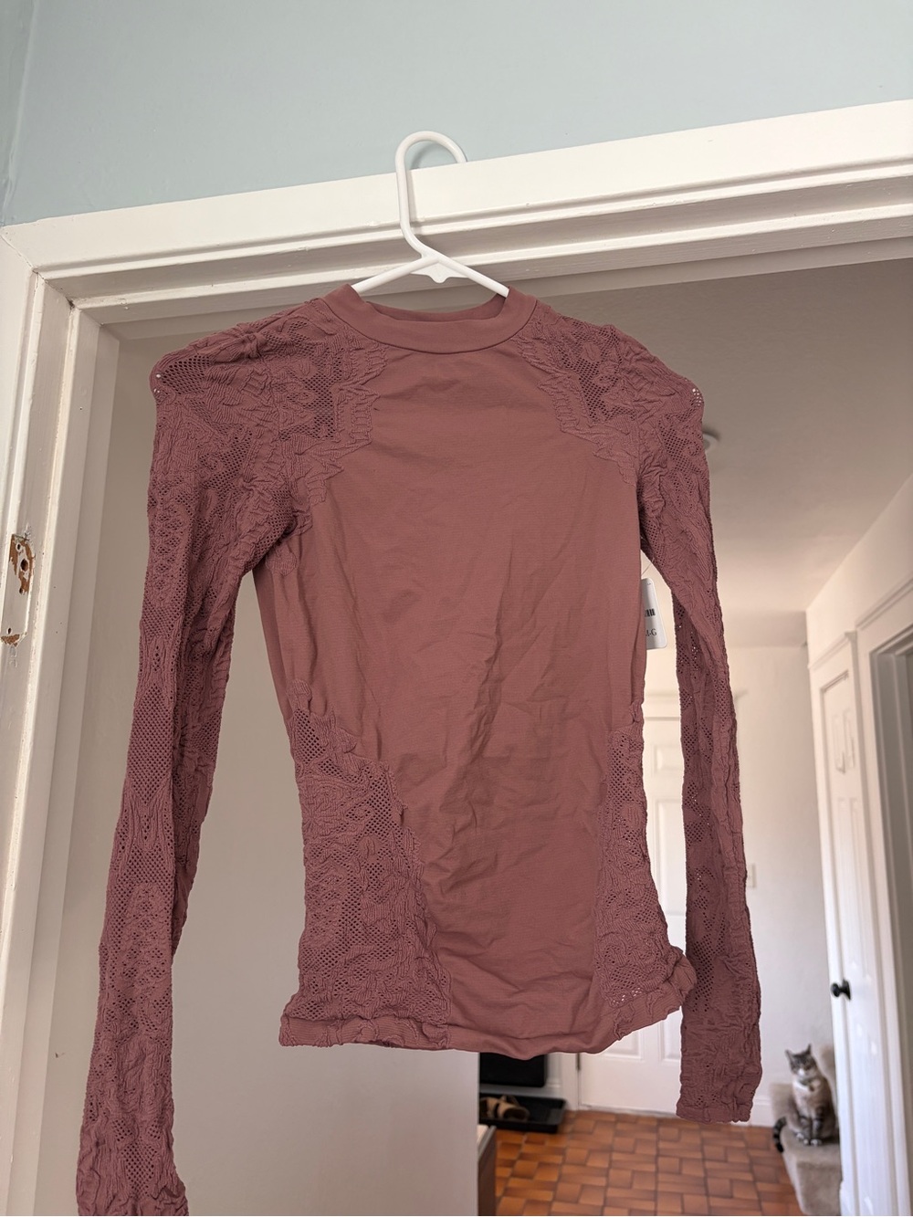 NWT Intimately Free People Cocoa Lace Long Sleeve Top M/L